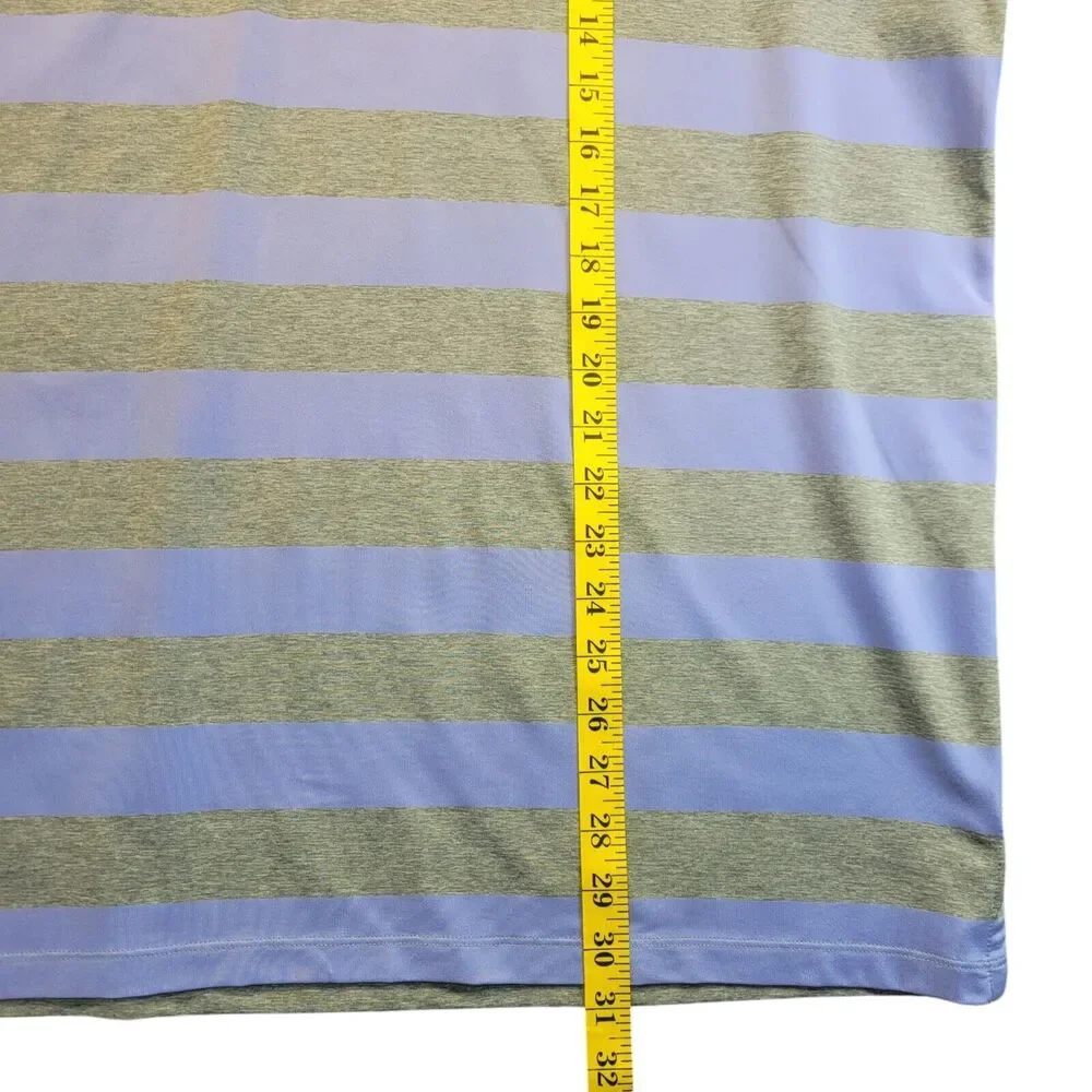 RLX Ralph Lauren Mens Polo XL Purple Gray Striped Golf Shirt BROADMOOR‎ Logo